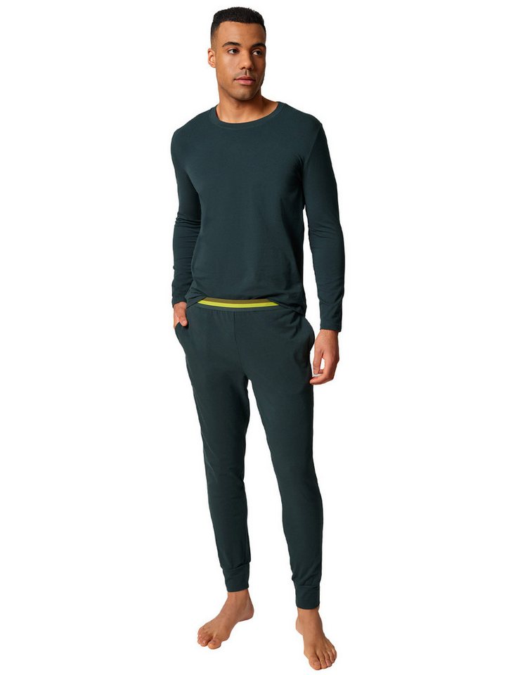 Skiny Pyjama Herren Pyjama lang Slumberline (Stück, 1 tlg) Hautfreundlich, elastischer Bund, Uni, Basic von Skiny