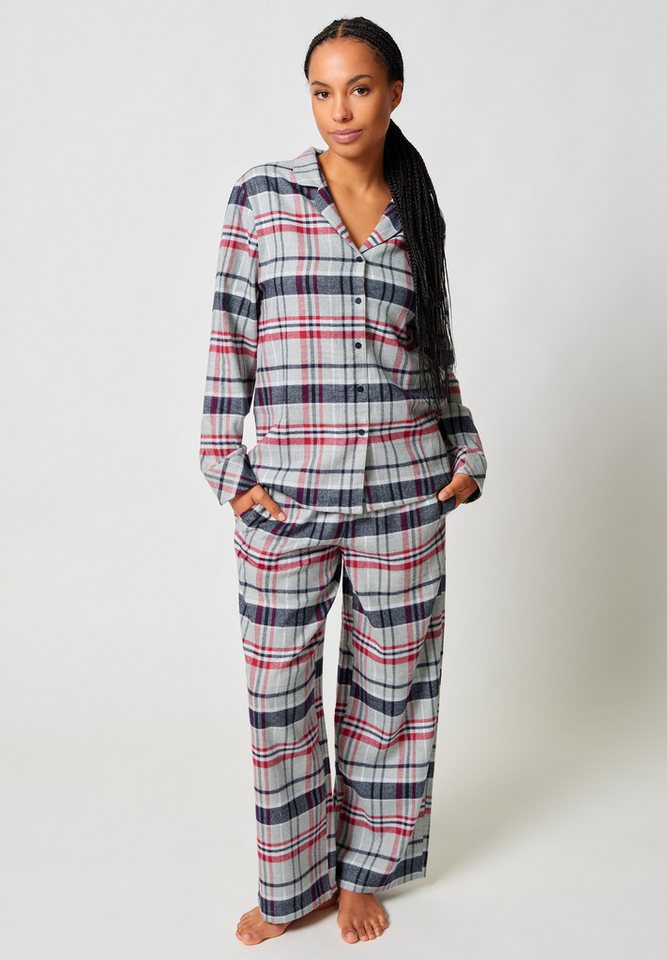 Skiny Pyjama Night In Skiny Flanell (2 tlg) wärmend, Cotton, kuschelig weich, Bindeband, elastischer Bund von Skiny