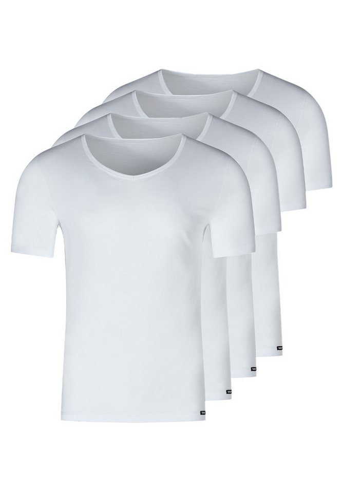 Skiny Unterhemd 4er Pack Unterhemd / Shirt Kurzarm (Spar-Set, 4-St) Unterhemd / Shirt Kurzarm - Baumwolle - V-Ausschnitt für coole Styles von Skiny