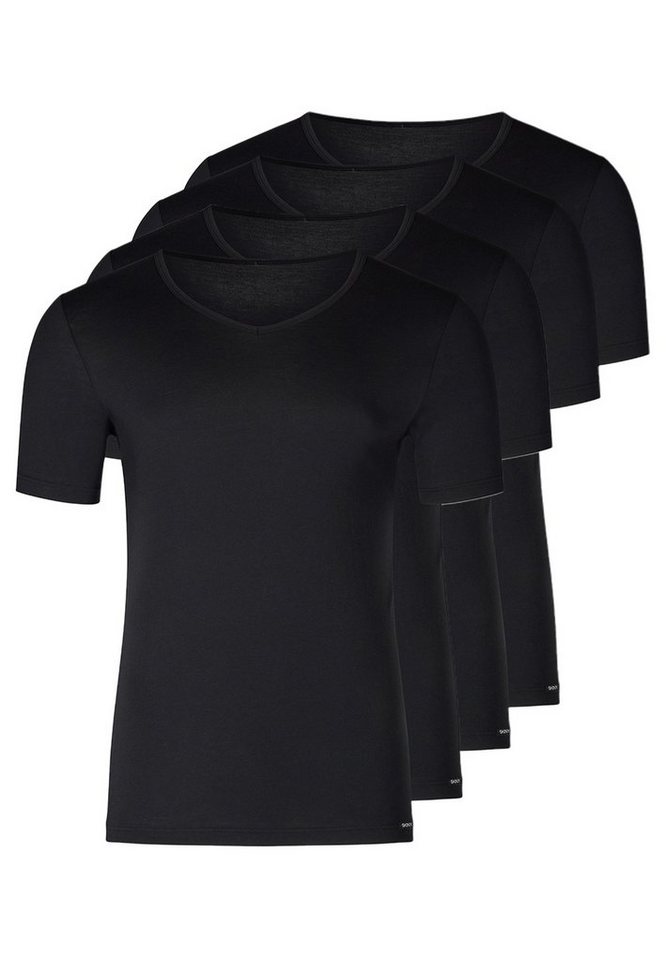 Skiny Unterhemd 4er Pack Unterhemd / Shirt Kurzarm (Spar-Set, 4-St) Unterhemd / Shirt Kurzarm - Baumwolle - V-Ausschnitt für coole Styles von Skiny