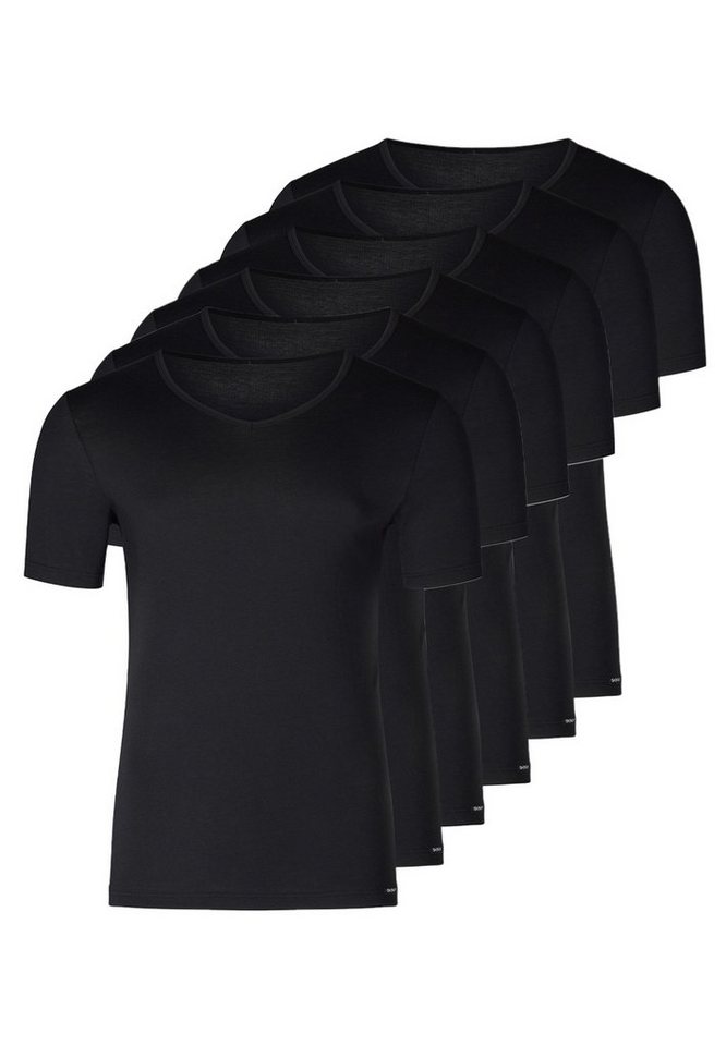 Skiny Unterhemd 6er Pack Unterhemd / Shirt Kurzarm (Spar-Set, 6-St) Unterhemd / Shirt Kurzarm - Baumwolle - V-Ausschnitt für coole Styles von Skiny