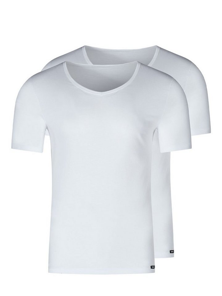 Skiny Unterziehshirt Herren V-Shirt kurzarm 2er Pack Shirt Multipack (Packung, 2-St) - von Skiny