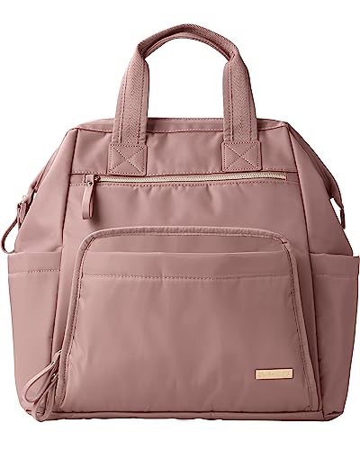 Skip Hop Wickeltasche-Rucksack: Hauptrahmen, große Kapazität, breite offene Struktur mit Wickelunterlage und Kinderwagen-Befestigung, Dusty Rose von Skip Hop