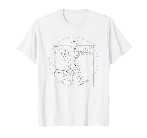 Vitruvianischer Mensch Jogger Läufer Anatomie Zeichnung T-Shirt von SkizzenMonster Laufen Fitness Shirts