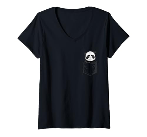 Damen Lässiger Cooler Pandabär In Deiner Tasche T-Shirt mit V-Ausschnitt Damen Lässiger Cooler Pandabär In Deiner Tasche T-Shirt mit V-Ausschnitt von SkizzenMonster Panda Bären