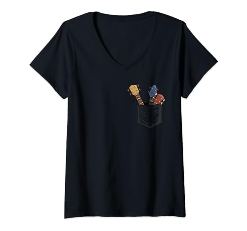 Damen Lustige Uke Sammlung Einige Hawaii Ukulelen in Deiner Tasche T-Shirt mit V-Ausschnitt Damen Lustige Uke Sammlung Einige Hawaii Ukulelen in Deiner Tasche T-Shirt mit V-Ausschnitt von SkizzenMonster Ukulele Uke Krams
