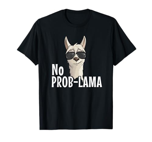 Alpaka mit Sonnenbrille No Prob-Lama Hipster Lama T-Shirt von SkizzenMonsters Schicke Lama Shirts
