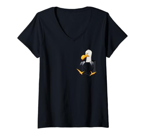 Damen Lustiger Vogel Möwe In Deiner Tasche T-Shirt mit V-Ausschnitt Damen Lustiger Vogel Möwe In Deiner Tasche T-Shirt mit V-Ausschnitt von Skizzenmonster Maritime Meer Kunst