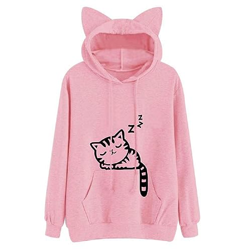 Katzenohren Damen Sweatshirt Casual Sweatshirts Herbst Kapuzenpullover Sport Mantel von Skmanthn
