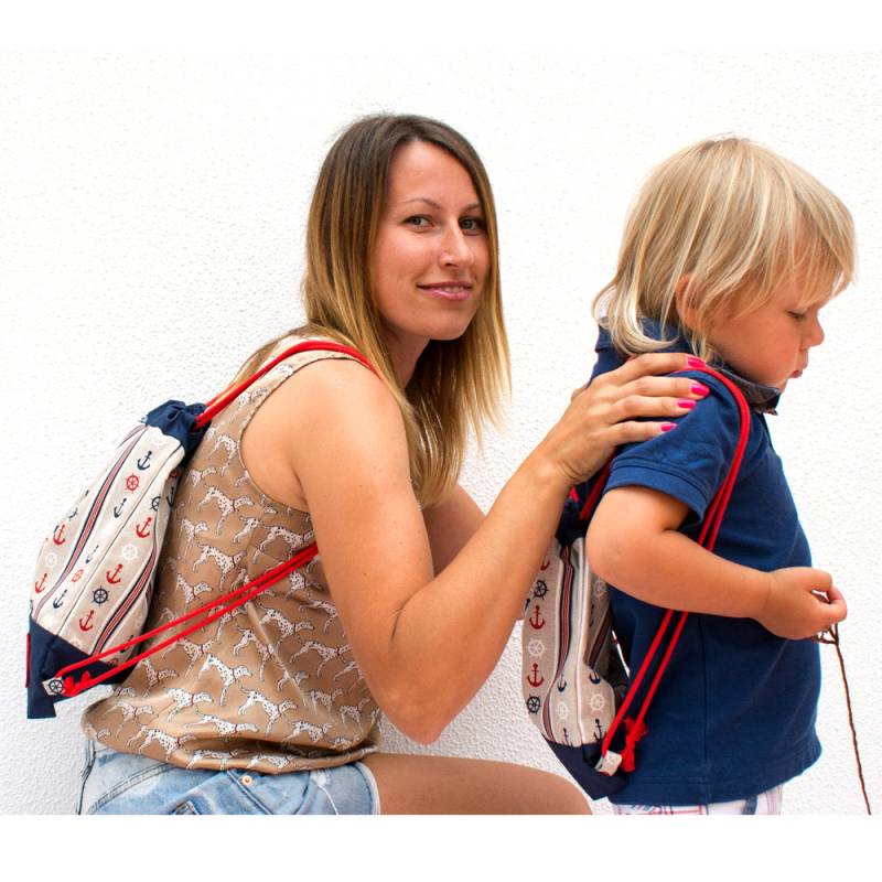 Mutter Und Sohn Geschenk Personalisierte Rucksack Kinder Ökologisch Junge Kordelzug Tasche Leinen Passende Mama Kind von SkokSkokStore