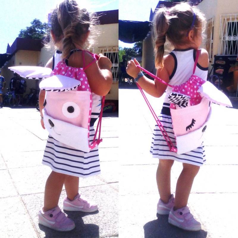 Rosa Tasche Mädchen Drawstring Tier Rucksack Süße Kinder Tanztasche 2 Taschen Skleinkind Geschenk Große Stoff Baumwolle Toddle von SkokSkokStore