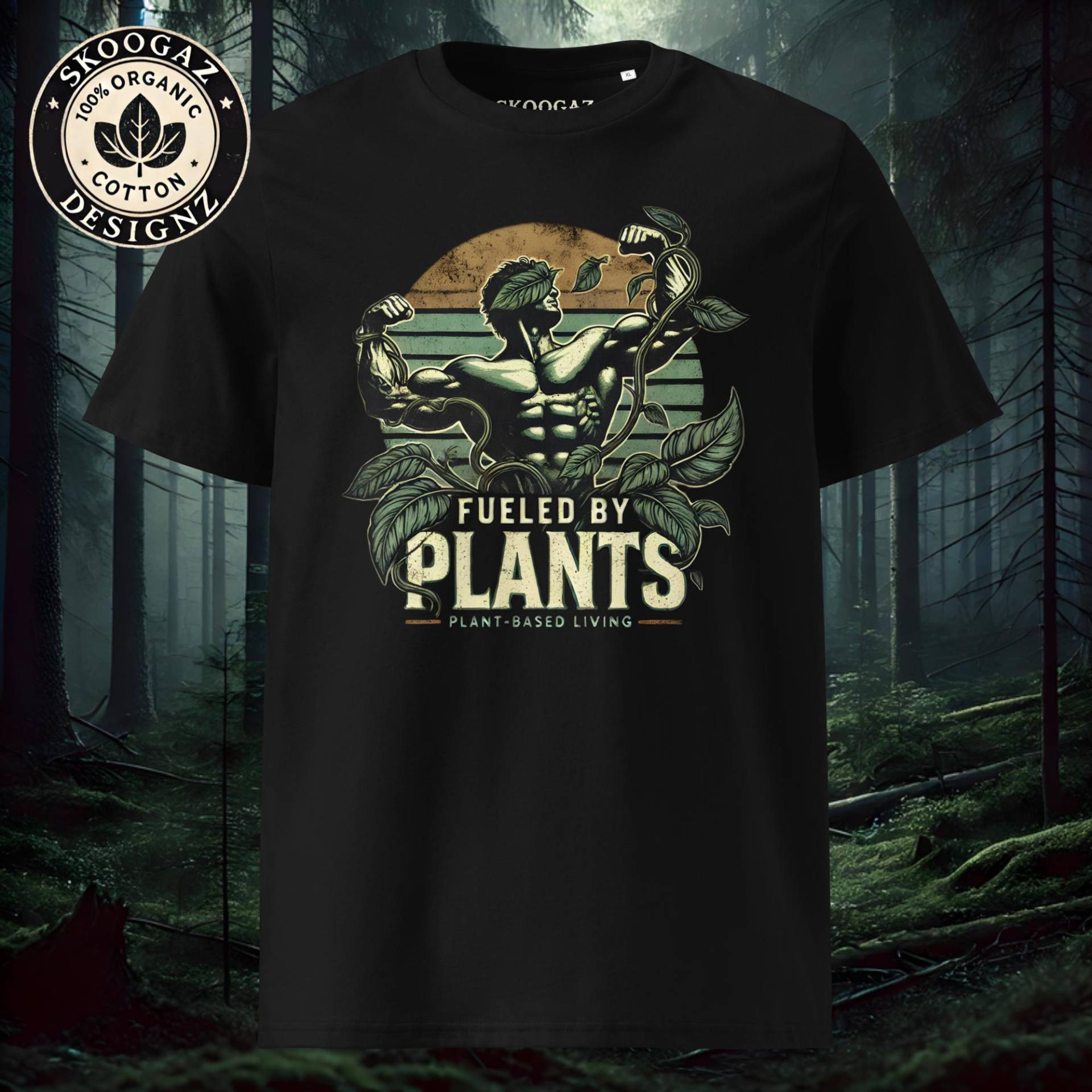 Vegan Bodybuilder Shirt - Plant Based Living Gym T-Shirt | Retro Fitness Statement Unisex Sport Outfit Bio-Baumwolle von SkoogazDesignz