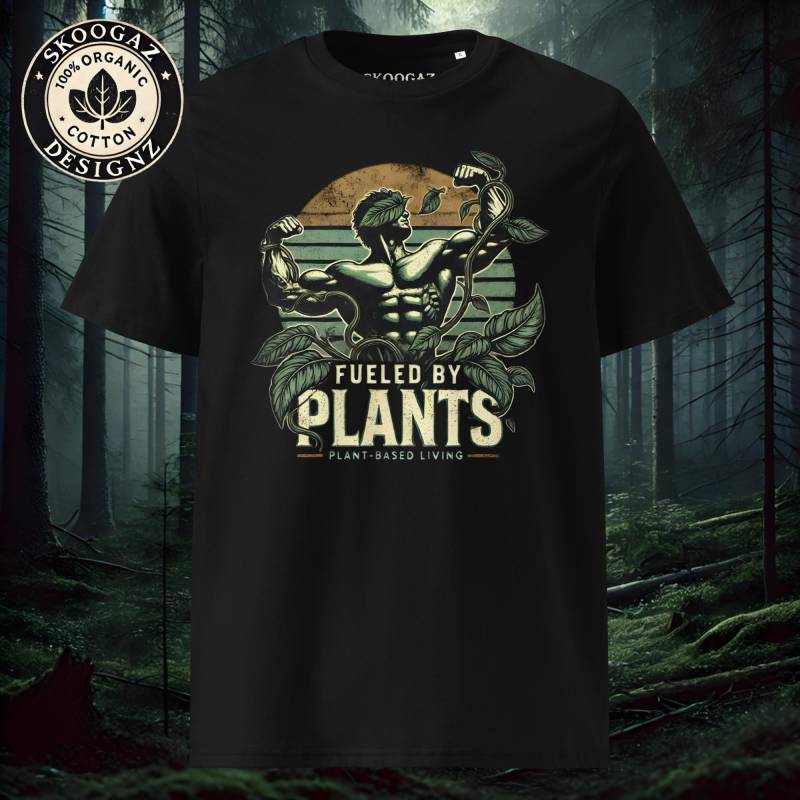 Vegan Bodybuilder Shirt - Plant Based Living Gym T-Shirt | Retro Fitness Statement Unisex Sport Outfit Bio-Baumwolle von SkoogazDesignz