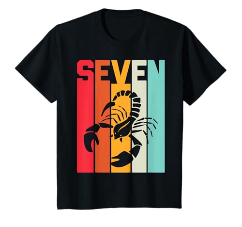 Kinder 7. Geburtstag Sternzeichen Skorpion Retro Mädchen Jungen T-Shirt von Skorpion Sternzeichen Oktober November Geburtstag