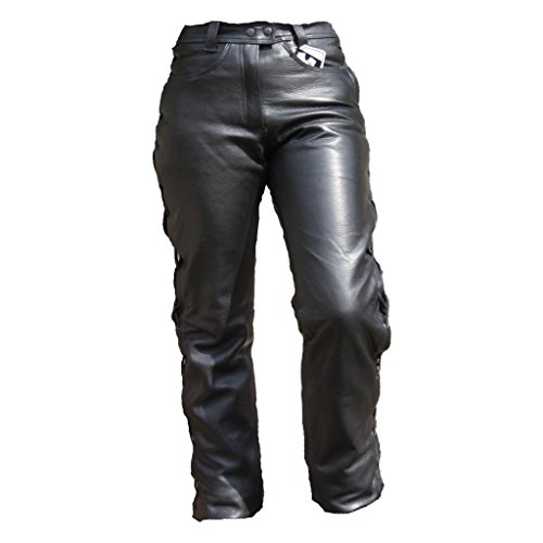 Skorpion Herren Schnürjeans Motorradlederhose aus glattem Rinderleder, schwarz, Gr.: 56 von Skorpion