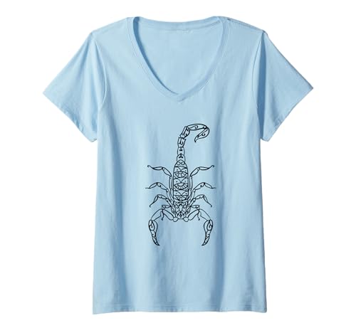 Damen Cooles Mandala Skorpion Malen Sie sich selbst Sohn Jungen Geschenk T-Shirt mit V-Ausschnitt von Skorpione Selber Ausmalen Kinder Geschenkideen