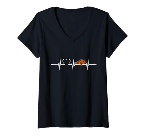 Damen Skorpionsfisch Herzschlag Skorpionsfische Skorpionsfisch T-Shirt mit V-Ausschnitt von Skorpionsfische Skorpionsfisch Tier Shop