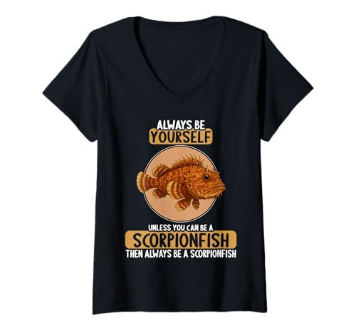 Damen Skorpionsfische Skorpionsfisch T-Shirt mit V-Ausschnitt von Skorpionsfische Skorpionsfisch Tier Shop