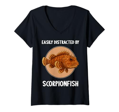Damen Skorpionsfische Skorpionsfisch T-Shirt mit V-Ausschnitt von Skorpionsfische Skorpionsfisch Tier Shop