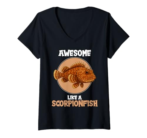 Damen Skorpionsfische Skorpionsfisch T-Shirt mit V-Ausschnitt von Skorpionsfische Skorpionsfisch Tier Shop