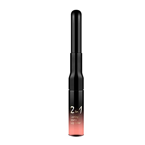 Easy To Double-Headed Lip Color Lip 2-in-1 Glaze Lip Gloss Liner Lippenstift Kosmetik Set Mädchen 13 (brick red, One Size) von SkotO
