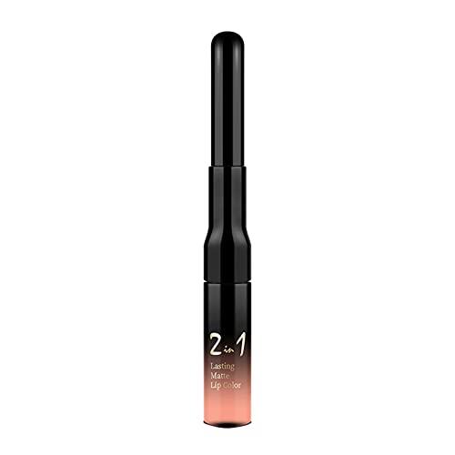 Easy To Double-Headed Lip Color Lip 2-in-1 Glaze Lip Gloss Liner Lippenstift Kosmetik Set Mädchen 13 (dirty orange, One Size) von SkotO