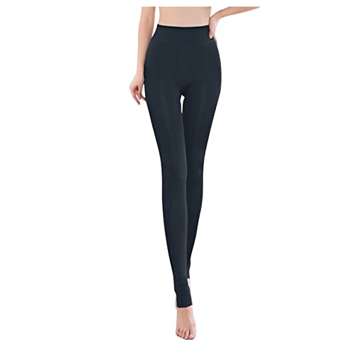 Gefütterte Leggings Damen Winter - Thermoeggings Mit Steg Fleece Sportleggings Blickdicht Strumpfhosen Verdickte Fleeceleggings Skinny Yogahosen High Waist Laufleggings Elastische Jogginghosen von SkotO