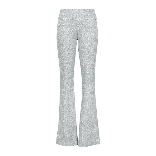 Schlaghose Damen Low Waist - Yogahose Baumwolle Bootcut Yagahosen Elastische Taille Stretchhose Einfarbig Elegante Jogginghose Lang Sport Trainingshose Freizeithose Mit Taschen von SkotO