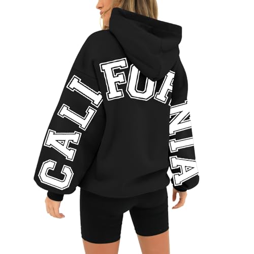 Hoodie Oversized Kapuze Damen - Kapuzenpullover Schriftzug Druck Sweatshirtjacke Hooded Sweatshirt sportlish Hoodies Casual Bequem Langarmshirt Baggy Sportjacke Harajuku Streetwear von SkotO