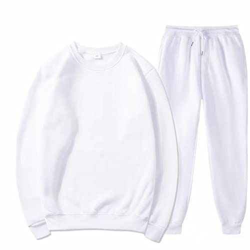 SkotO Oversized Jogginganzug Herren Baumwolle Ohne Kapuze - Trainingsanzug Große Größen Hausanzug Unifarben Freizeitanzug Langarm-Shirt & Bündchen Jogginghosen Zweiteilig Set Weich Bequem Nachtwäsche von SkotO