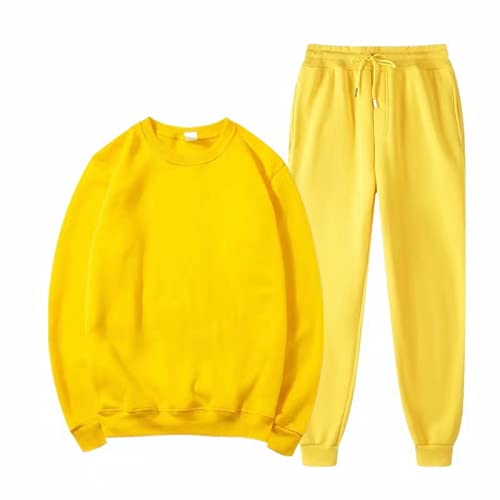 SkotO Oversized Jogginganzug Herren Baumwolle Ohne Kapuze - Trainingsanzug Große Größen Hausanzug Unifarben Freizeitanzug Langarm-Shirt & Bündchen Jogginghosen Zweiteilig Set Weich Bequem Nachtwäsche von SkotO