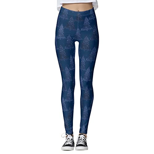 SkotO Weihnachts Leggings Damen - Weihnachtsleggings Weihnachtsmotiv Strumpfhose Weihnachtsbaum Druck Sweatpants Verdicken Winterleggins Bedruckt Yogahisen Blickdicht Sportleggins von SkotO