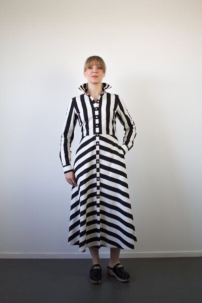 Skrabak Hemdkleid Alexandra mit Blockstreifen aus Bio-Baumwolle von Skrabak