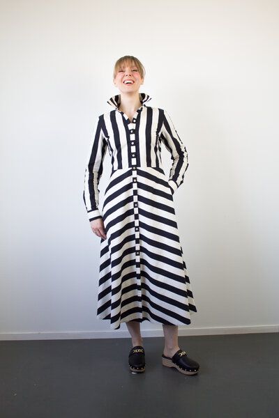 Skrabak Hemdkleid Alexandra mit Blockstreifen aus Bio-Baumwolle von Skrabak