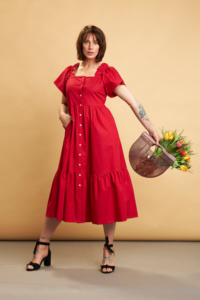 Skrabak Kleid "Lola" aus Bio-Baumwolle rot von Skrabak