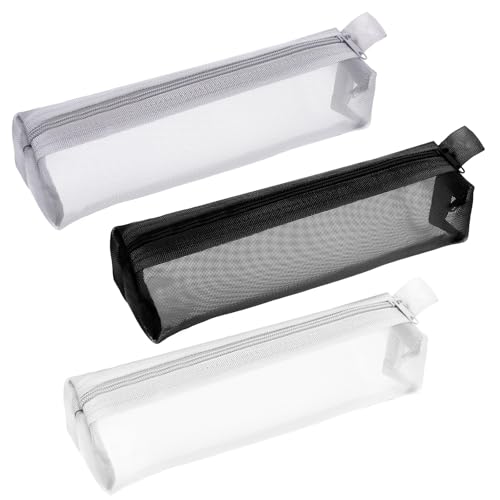 Make-up-Pinseltasche aus Netzstoff, tragbar, multifunktional, transparent, Federmäppchen, Organizer, Schreibwaren, Aufbewahrungstasche, kleine Make-up-Tasche mit Reißverschluss für Make-up-Pinsel von Skrfren