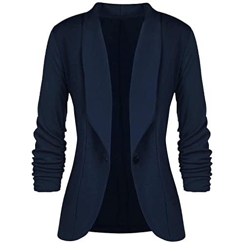 Skrsila Damen Blazer Slim Fit Anzugjacke 3/4 Ärmel Elegant Revers Frauen Sakko Einfarbig Cardigan Kurz Jacke EIN Knopf Blazer Business Anzug Büro Jacke von Skrsila