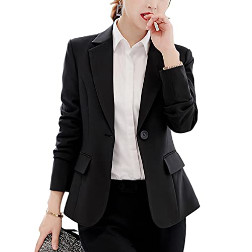 Skrsila Damen Blazer Slim Fit Anzugjacke Elegant Langarm Revers Sakko Einfarbig Kurzjacke EIN Knopf Blazer Business Büro Jacke von Skrsila