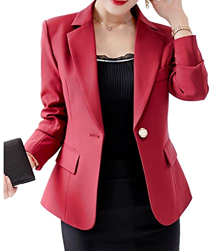 Skrsila Damen Blazer Slim Fit Anzugjacke Elegant Langarm Revers Sakko Einfarbig Kurzjacke EIN Knopf Blazer Business Büro Jacke Skrsila Damen Blazer Slim Fit Anzugjacke Elegant Langarm Revers Sakko Einfarbig Kurzjacke EIN Knopf Blazer Business Büro Jacke von Skrsila