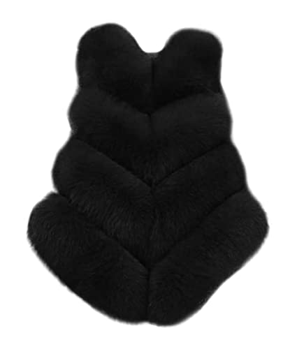 Skrsila Damen Pelzweste Ärmellos Felljacke Elegante Faux Pelz Weste Winter Warm Kunstpelz Jacke Pelzmantel Fellweste Schwarz M von Skrsila