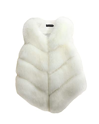 Skrsila Damen Pelzweste Ärmellos Felljacke Elegante Faux Pelz Weste Winter Warm Kunstpelz Jacke Pelzmantel Fellweste von Skrsila