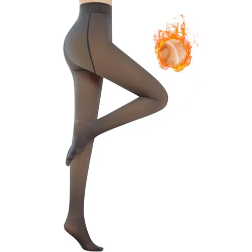 Skrsila Damen Strumpfhosen Warm Plüschstrümpfe Verdickte Leggings Fleece Gefüttert Thermo Strumpfhose Schwarz 320g von Skrsila