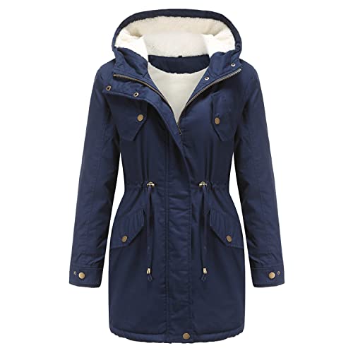 Skrsila Damen Winterjacke Gefüttert Warm Winter Parka Jacke mit Kapuze Mittellang Wintermantel von Skrsila