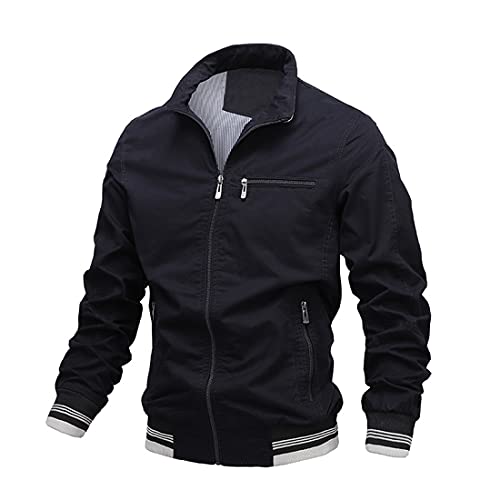 Skrsila Herren Bomberjacke Stehkragen Fliegerjacke Reißverschluss Übergangsjacke Baumwolle Militär Jacke Windbreaker Herbst Frühling Blouson mit Taschen von Skrsila