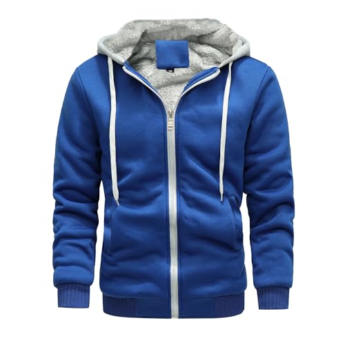 Skrsila Herren Kapuzenpullover mit Reißverschluss Langarm Kapuzenjacke Winter Warm Fleece Gefüttert Fleecejacke Sweatjacke mit Kapuze Winterjacke von Skrsila