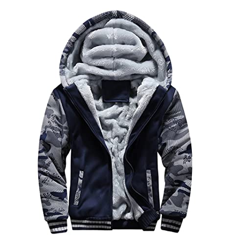 Skrsila Herren Kapuzenpullover mit Reißverschluss Langarm Kapuzenjacke Winter Warm Fleece Gefüttert Sweatshirt Fleecejacke Sweatjacke mit Kapuze Winterjacke von Skrsila