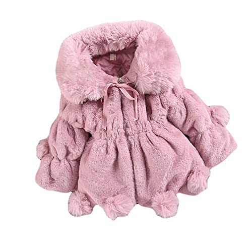 Skrsila Mädchen Fellmantel Winterjacke Kunstpelz Jacke Fleecejacke Elegant Herbst Winter Mantel Warm Wollmantel Baby Mädchen Pelzmantel Rosa 100 von Skrsila