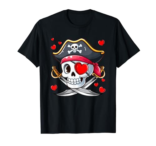 Pirate Skull Valentine's Day Hearts Cute Family Kids Toddler T-Shirt von Skull, Skeleton Valentine Costume