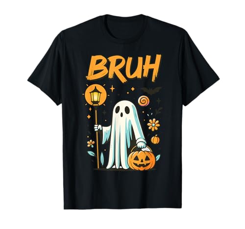 Ghost Bruh Skull Lustiges Halloween Mädchen Kostüm T-Shirt von Skull Ghost Halloween Costume Funny Bruh Kids