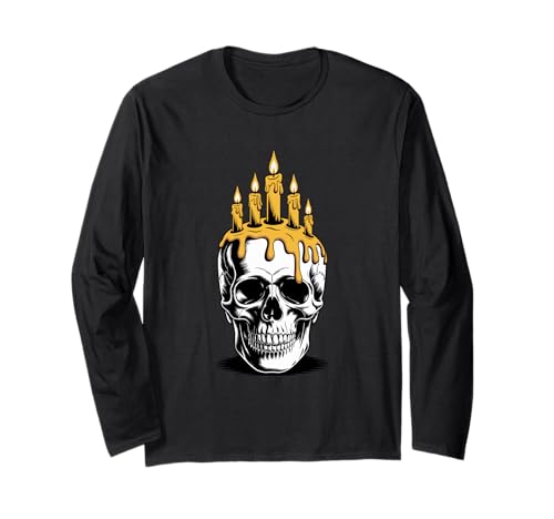 Halloween Grusel Schädel Kerzen Goth Kerze Langarmshirt Halloween Grusel Schädel Kerzen Goth Kerze Langarmshirt von Skull Lover Gifts